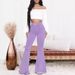 Women's Clothing Purple Raw Edge Flared Stretch Jeans_ecoleips.com