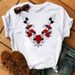 New Women's Short-sleeve Clothing With Rose Petal And Musical Note Design T-shirt_ecoleips.com
