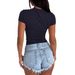 2025 European And American Cross-border Women's Clothing Spring/summer Y2K Style Solid Color Slim-fit_ecoleips.com