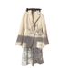 Elegant Long Sleeve Blazer With Waist-Cinching Design & Matching Printed Pencil Skirt Set For Women_ecoleips.com