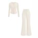 Women's Stretch Knit Lounge Set – Slim-Fit Button-Up Top & Wide-Leg Pants (S-XXL, 7 Colors) | Ribbed Texture & All-Season Comfort_ecoleips.com