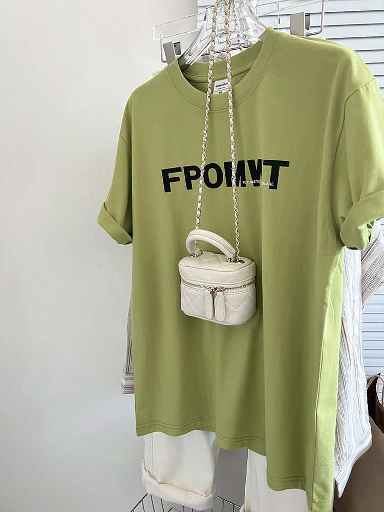 Women's Relaxed Fit Short Sleeve T-Shirt Mustard Green round Neck Casual Top for Petite And Regular Sizes Soft Summer Essential Lazy Style_ecoleips.com