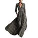 Women's Autumn And Winter Retro Plaid Large Swing Skirt With Elegant Temperament V-Neck French Style Dress_ecoleips.com