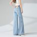 Light Blue Wide-leg Jeans For Women, Spring 2026 New Style, Casual High-waisted Slimming Loose Straight Floor-length_ecoleips.com