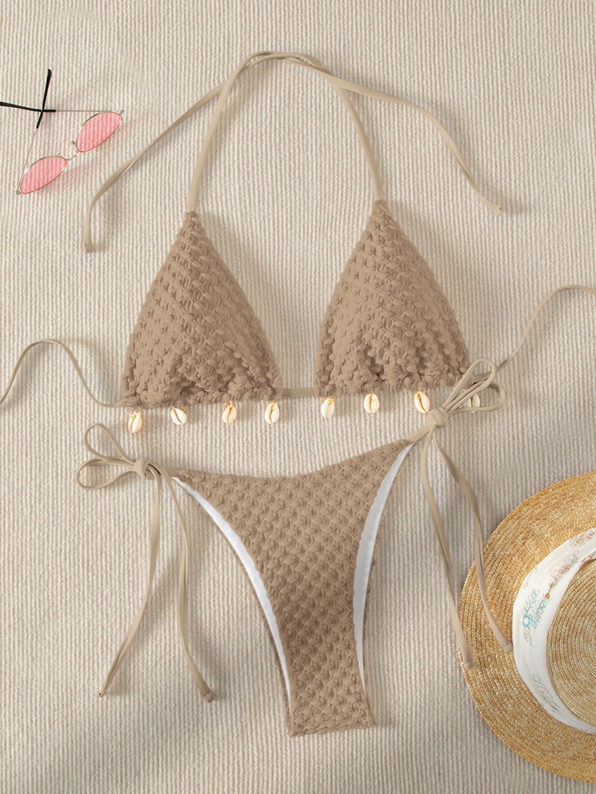 Women's Clothing Halter Neck Solid Color Bikini Set – Sexy & Minimalist Two-Piece Swimsuit For Women_ecoleips.com