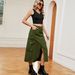Women's Clothing Hottie Elastic Waist Denim Workwear Casual Mid Length Skirt_ecoleips.com