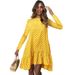 Women's Fashion Polka Dot Dress Long Sleeve With Ruffle Trim Casual Elegant Mini Dress_ecoleips.com