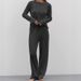 Knitted Loose Jacquard Soft Sleeve Long Pants Lace Trim Pajamas Two-Piece Set European And American Autumn New Home_ecoleips.com