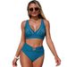 Women's Solid Color Hollow-Out Bikini Swimwear Set - High Elasticity & Comfortable Fit For Swimming & Beach Activities_ecoleips.com