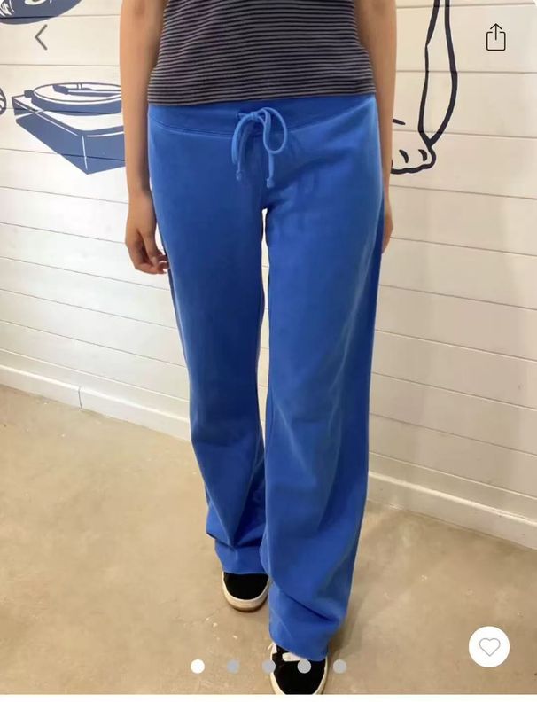 BM Style Royal Blue Elastic Waist Drawstring Cuffed Sweatpants Slimming Casual Wide-leg Women's Straight-leg Long Sports_ecoleips.com