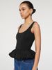 Square Neck Tank Tops For Women Sleeveless Backless Crop Top With Peplum Bubble Hem Summer Top Black White_ecoleips.com