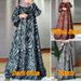 In Stock Cross-Border New Printed Middle Eastern Muslim Malay Full Sleeve Round Neck Robe Long Dress Factory Wholesale_ecoleips.com