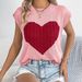 2026 Spring Summer Color-Block Heart Casual Loose Knit Sweater Valentine's Day Top Cross-Border Women's Fashion_ecoleips.com