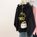 real Shot Pink Sweatshirt For Women, New Spring And Autumn Thin Hoodie, Loose Korean Style Long-sleeve_ecoleips.com