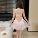 New Sexy Lace Charming Hollow Pure Wind Ice Ribbon Chest Pad Pajamas Women's Silk Pajamas Homewear_ecoleips.com
