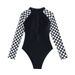 Women's Clothing One-piece Swimsuit Women's Sexy Plaid Long Sleeve Sunscreen Bikini_ecoleips.com