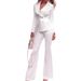 Women's Professional Suit Set - Stretch Polyester Blazer & Straight-Leg Pants, Office Workwear, Fall Collection (White, S/M/L/Xl)_ecoleips.com