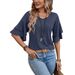 2025 New U-shaped Ruffle Edge Fashionable Temperament Women's Top T-shirt_ecoleips.com