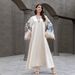 Modest Abaya Dress Muslim Women's Elegant V-Neck Embroidered Abaya With Tassels Fashionable Polyester Arabian Dress Middle East Style Robe_ecoleips.com