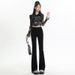 Black High-waisted Slimming Micro-flare Jeans For Women, 2025 New Spring And Autumn Slim-fit Stretchy Petite Bootcut_ecoleips.com