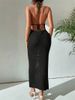 Women's Clothing Spring And Summer New Slim Fit Halter Neck Tie Backless Knitted Sweater Dress_ecoleips.com