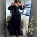 Women's Clothing New Halter Neck Wrap Chest Low Cut Pleated Splicing Lantern Sleeve Irregular Dress_ecoleips.com