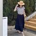 High-End European Goods 2025 Summer New Fashion Versatile Striped Short-Sleeve T-Shirt + Half Skirt Two-Piece Set For_ecoleips.com