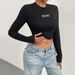 Voya Women's 2026 Autumn And Winter Solid Color Slim Fit Ultra Short Half High Neck Long Sleeved T-shirt American Street Top_ecoleips.com
