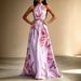 Summer New Women's Elegant Slimming Printed Dress Halter Neck Long Full Skirt American Vacation Style_ecoleips.com