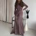 Women's Autumn Wrap Dress With High Waist Tie – Slim Fit V-Neck Long Formal Gown In Emerald/Brown/Silver Violet_ecoleips.com