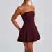 Women Elegant Strapless Pleated Mini Dress Casual Dating Party Outfit_ecoleips.com