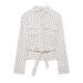Elegant Women's Polka Dot Shirt Jacket And Pants Set Simple Versatile Clothing_ecoleips.com