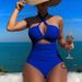 Women's Clothing High Waist Solid Color One Piece Sexy Backless Neck Swimsuit_ecoleips.com