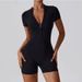Women's Zipper Short Sleeve Yoga Bodysuit Summer Fitness Dance Sportswear Swimsuit Tight Fitting American Style_ecoleips.com