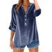 Leisure Retro Women's Long-Sleeved Shirt With Solid Color And Sequins, V-Neck Design, Loose Fit_ecoleips.com