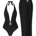 Sexy Split Swimsuit Dress - Halter Neck & Backless Bikini With Long Skirt (European Style)_ecoleips.com