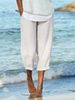 Suitable For All Seasons 2025 Linen Artistic Versatile Loose Elastic Waist Casual Solid Color Women's Pants_ecoleips.com