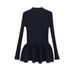 Commuter Navy Blue V-neck Knitted Cardigan + Ruffle Pants_ecoleips.com