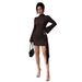 European And American Cross-border 2026 Spring New Knitted Textured Solid Color Slim-fit Dress With Metal Buckle_ecoleips.com