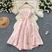 Palace Retro Jacquard Dress - French-Inspired Slim Waist & Fluffy Long Skirt, Elegant Summer Dress For Women_ecoleips.com