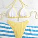 2025 New European American Style Textured Drawstring Tie-Up Beach Swimsuit Fresh Fashionable Bikini Women's Swimwear_ecoleips.com