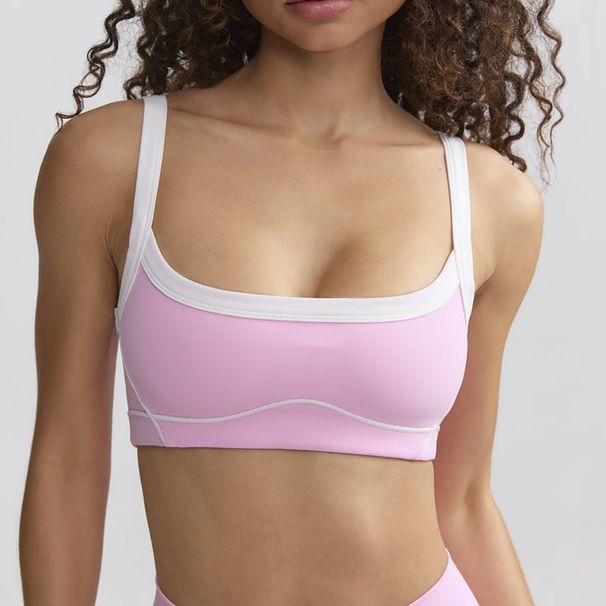 Nude High Elastic Sports Contrast Color Bra Strap Hip Lift Fitness Flared Trousers Yoga Sports Street Suit_ecoleips.com