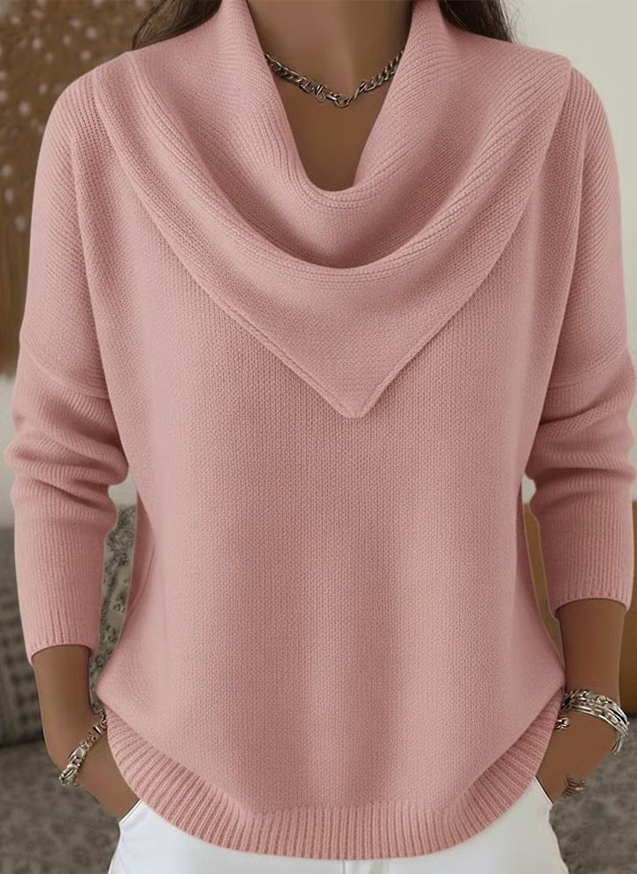 Women's Solid Color Long Sleeve Top Sweater Autumn Winter New_ecoleips.com