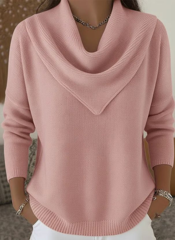 Women's Solid Color Long Sleeve Top Sweater Autumn Winter New_ecoleips.com