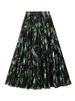 K Retro Floral Midi Skirt For Women, New High Waist Slimming A-line Long Skirt, Big Swing Skirt_ecoleips.com