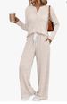 Soft Brushed Knit Lounge Set With Striped Design - Long Sleeve Top & Pants Two-Piece Outfit For Women & Men_ecoleips.com
