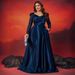 Plus Size Sequined V Neck Long Sleeved Dress American Style For Formal Evening Parties Banquets Women's Party Wear_ecoleips.com