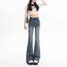 Retro Women's Jeans, 2025 New Model, Slim-fit, High-waisted, Slimming, American-style, Stretchy, Slightly Flared Long_ecoleips.com