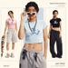 BE Wear | 2025 Summer American Brand Hot Girl Short Sleeved Top Slim Fit Shoulder T-Shirt Women's Trendy Dopamine_ecoleips.com