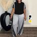 Women's Clothing Large Size Striped Printed Two Piece Round Neck Short Sleeved Top And Pants_ecoleips.com